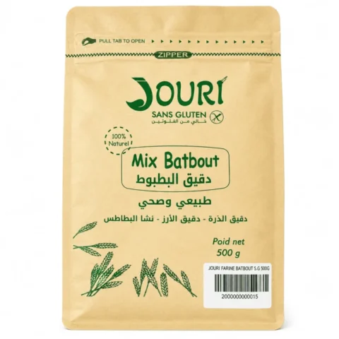 Jouri Mix Batbout Sans Gluten 500g, farine pour préparer du batbout marocain maison sans gluten.