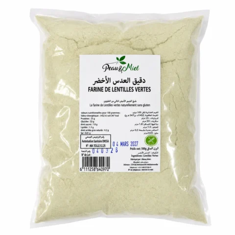 Peau Et Miel Farine de Lentilles Vertes 500g