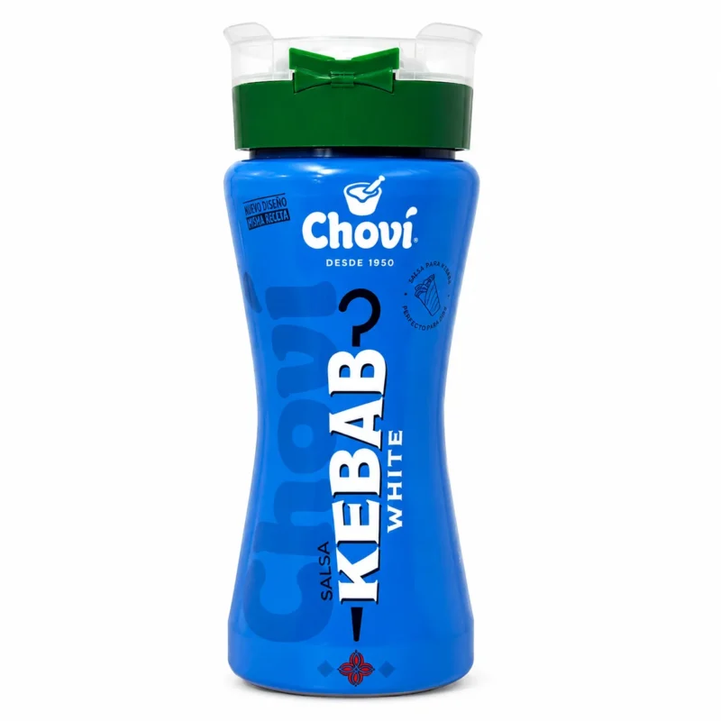 choui kebab Bouteille de sauce kebab blanche Choví Salsa Kebab White sans gluten sur fond blanc