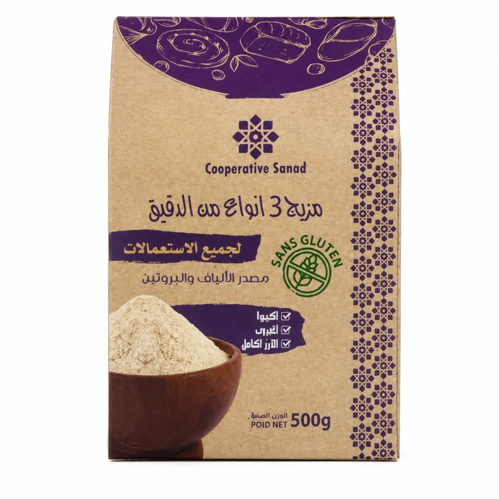 Cooperative Sanad mix 3 Farines (Quinoa, Caroube, Riz complet) 500g