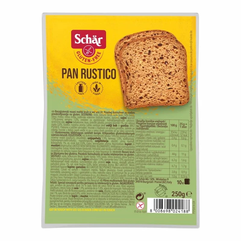 1000666892.jpg Schär Pan Rustico 250g, pain rustique sans gluten, riche en fibres et sans lactose.