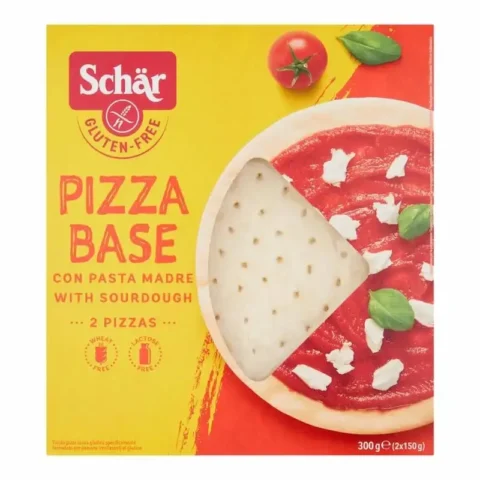 Schär Pizza Base 300g, 2 bases de pizza sans gluten au levain prêtes à garnir.