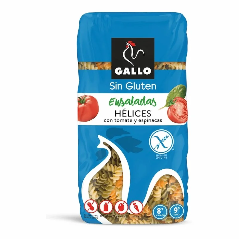 Gallo Ensaladas Hélices Sans Gluten Gallo Ensaladas Hélices sans gluten, pâtes spirales à la tomate et aux épinards pour salades.