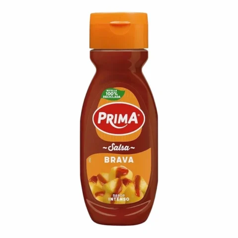 Bouteille de sauce brava Prima sans gluten 290g sur fond blanc