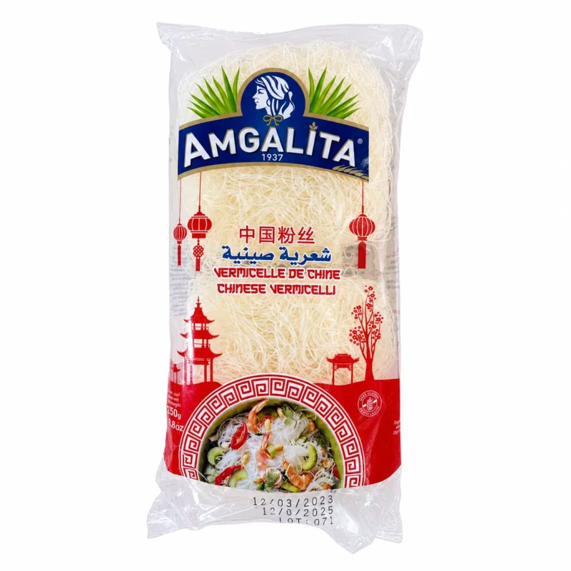 Amgalita vermicelle de chine 250g Amgalita vermicelle de Chine sans gluten 250g sur fond blanc