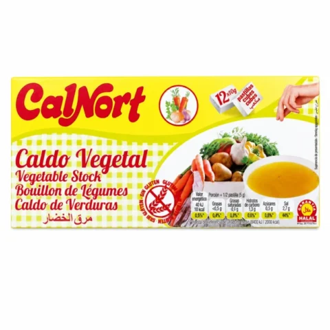 CalNort bouillon de légumes sans gluten 12 cubes 10g sur fond blanc