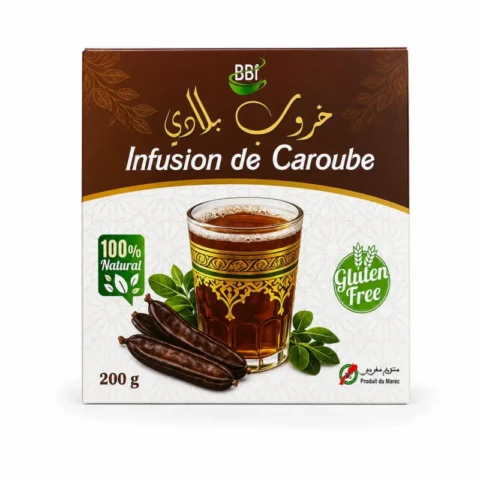 Boîte Biobenzaf infusion de caroube sans gluten 200g fond blanc