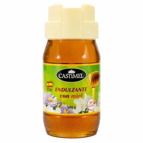 Pot Castimel édulcorant au miel sans gluten 500g sur fond blanc