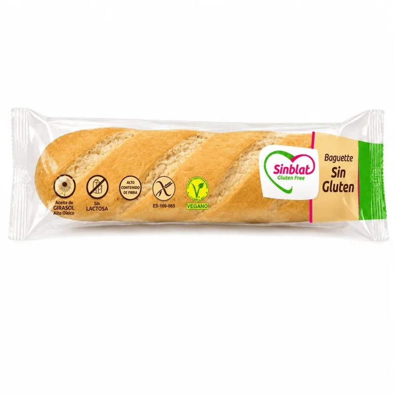 ChatGPT Image May 12, 2026 at 01_14_16 AM Sinblat Baguette sans gluten, baguette riche en fibres, sans lactose et vegan, emballée individuellement.
