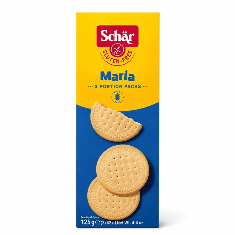 ChatGPT Image May 13, 2026 at 06_50_58 PM Schär María 125g, biscuits Maria sans gluten en 3 portions individuelles de 42g.