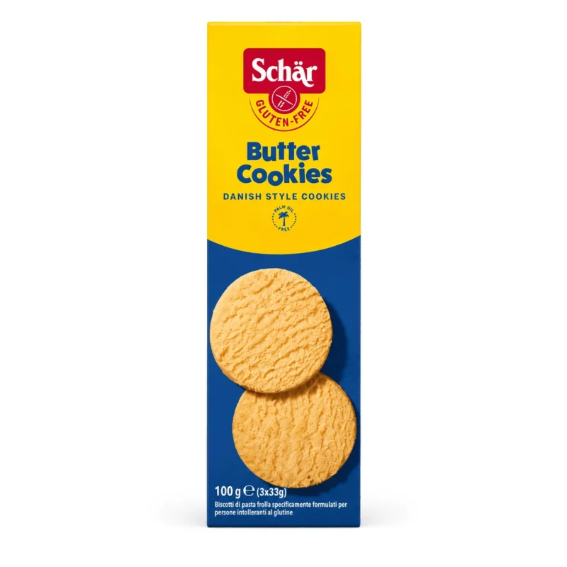 ChatGPT Image May 13, 2026 at 06_53_08 PM Schär Butter Cookies 100g, biscuits au beurre sans gluten style danois en 3 portions individuelles.