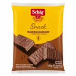 Schär Snack Milk Chocolate 105g, gaufrettes sans gluten aux noisettes enrobées de chocolat au lait, en 3 portions.