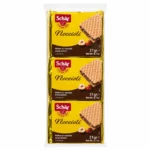 Schär Noccioli 63g, gaufrettes sans gluten fourrées à la noisette en 3 portions individuelles de 21g.