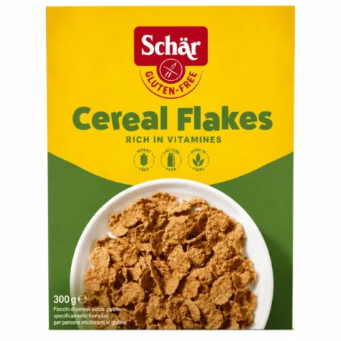 Schär Cereal Flakes 300g, céréales sans gluten riches en vitamines, sans lactose et riches en fibres.