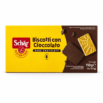 Schär Biscotti con Cioccolato 150g, biscuits sans gluten au chocolat noir en 4 portions individuelles.