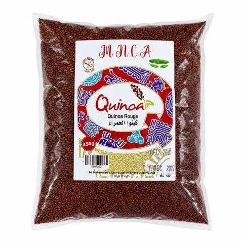 MNCA Quinoa Rouge 450g, quinoa rouge sans gluten 100% naturel en sachet.