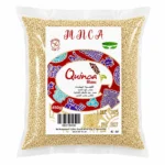 Texte alternatif : MNCA Quinoa Blanc 450g, quinoa blanc sans gluten 100% naturel en sachet transparent.