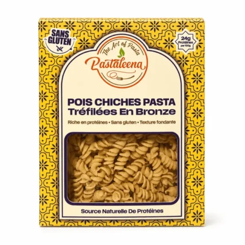 Pastaleena Pois Chiches Pasta 300g sans gluten, pâtes de pois chiches tréfiliées en bronze riches en protéines.