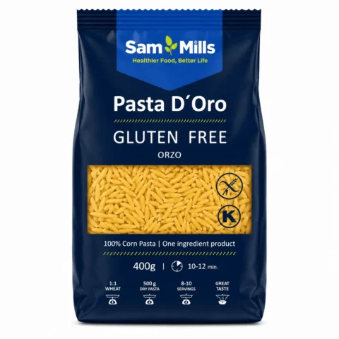 Sam Mills Pasta D’Oro Orzo Sans Gluten 400g, petites pâtes 100% maïs.