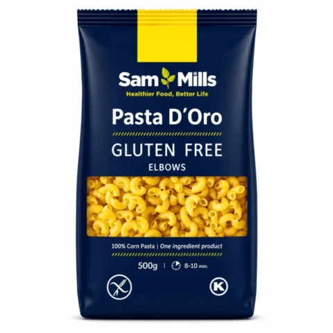 Sam Mills Pasta D’Oro Elbows Sans Gluten 500g, pâtes coudes 100% maïs.