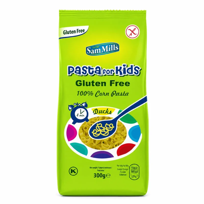 Sam Mills Pasta for Kids Ducks Sans Gluten 300g Sam Mills Pasta for Kids Ducks Sans Gluten 300g, pâtes pour enfants en forme de canards 100% maïs.
