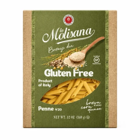 La Molisana Penne N°20 Gluten Free 340g, pâtes penne sans gluten au riz complet, maïs et quinoa.