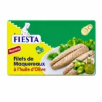 Fiesta Filets de Maquereaux à l’Huile d’Olive 125g, conserve de poisson riche en oméga 3.