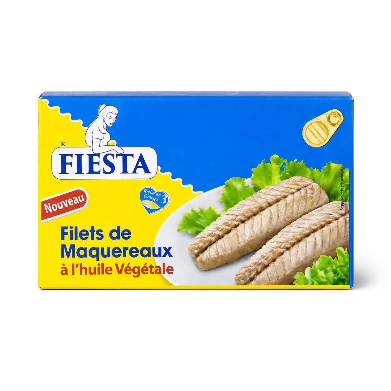Fiesta Filets de Maquereaux Huile Végétale 125g Fiesta Filets de Maquereaux à l’Huile Végétale 125g, conserve de maquereaux riche en oméga 3.