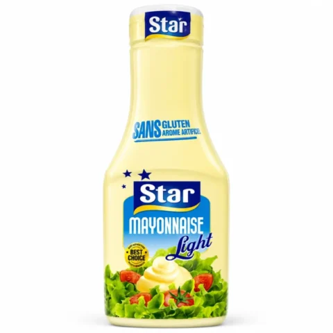 Star Mayonnaise Light Sans Gluten 300ml, bouteille de mayonnaise légère sans arôme artificiel.