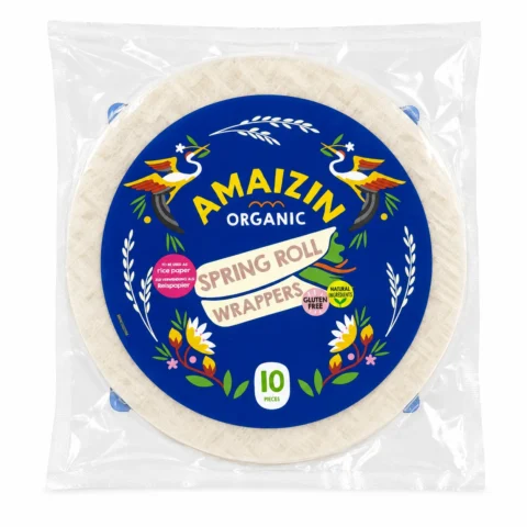 Amaizin Organic Spring Roll Wrappers sans gluten, feuilles de riz bio 10 pièces.