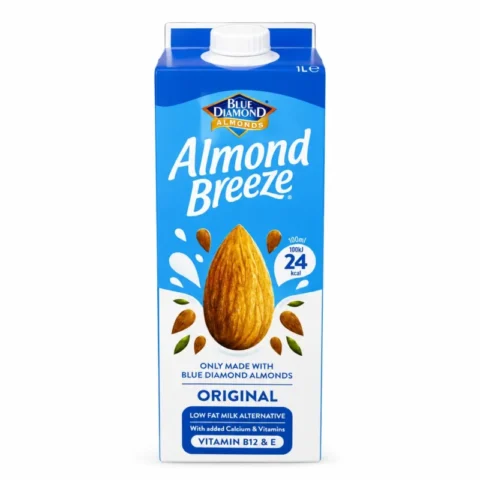 Blue Diamond Almond Breeze Original 1L, boisson végétale à l’amande en brique bleue.