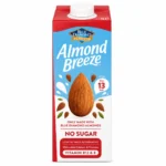Blue Diamond Almond Breeze No Sugar 1L, boisson à l’amande sans sucre en brique rouge et bleue.