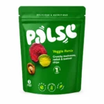 Pulse Veggie Remix, chips de légumes vegan sans gluten en sachet vert.