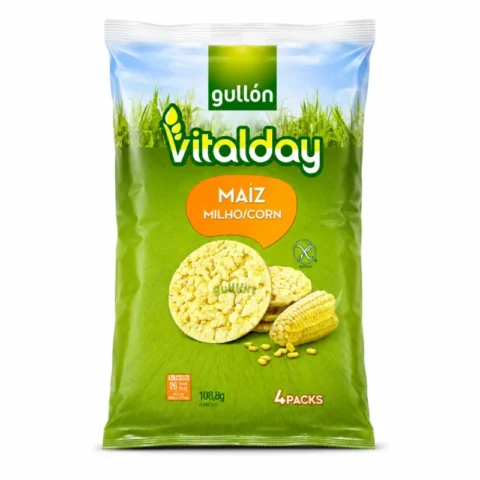 Gullón Vitalday Maíz 108,8g, galettes de maïs sans gluten en 4 packs.