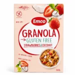 Emco Granola Gluten Free Strawberries & Coconut 340g, granola sans gluten fraise et noix de coco.