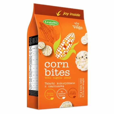 Paquet Lestello Corn Bites aux graines de nigelle sans gluten 65g