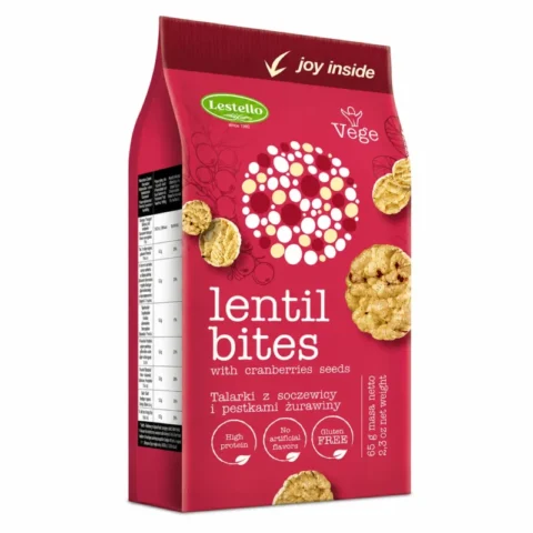 Paquet Lestello Lentil Bites aux graines de cranberry sans gluten 65g