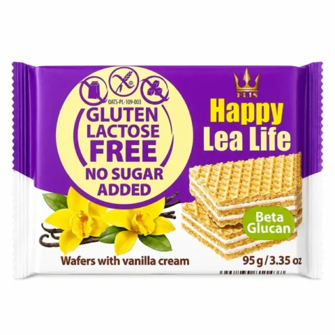 Happy Lea Life gaufrettes vanille sans gluten sans lactose 95g fond blanc