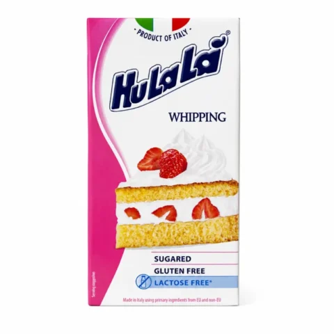 Brique de crème à fouetter Hulala Whipping 500ml sans gluten et sans lactose sur fond blanc