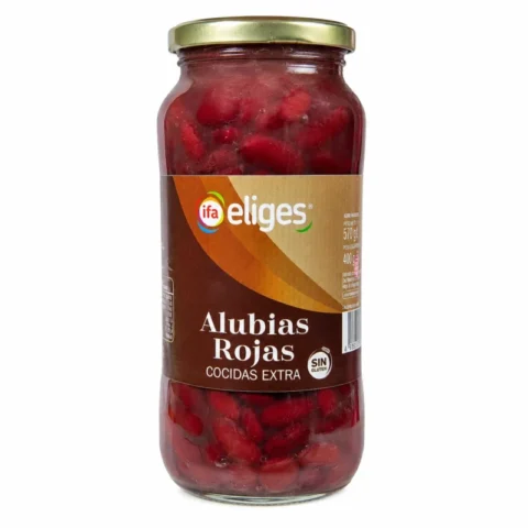 Bocal de haricots rouges cuits IFA Eliges sans gluten 570g sur fond blanc