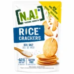 Paquet de N.A! Rice Crackers sel de mer sans gluten 85g sur fond blanc
