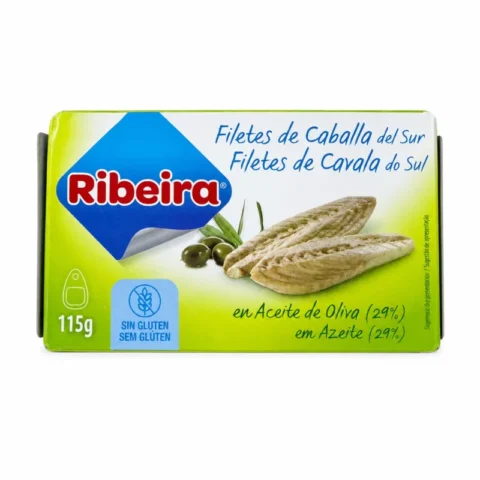 Boîte de filets de maquereau Ribeira à l’huile d’olive sans gluten 115g