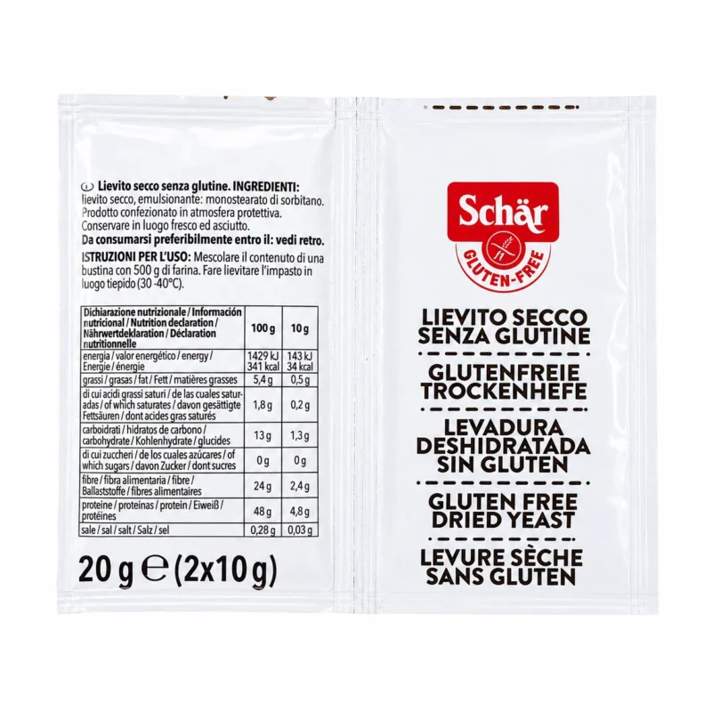 Schar levure sèche 2x10g Schär levure sèche sans gluten 2x10g sur fond blanc