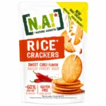 Paquet de N.A! Rice Crackers saveur piment doux sans gluten 85g sur fond blanc