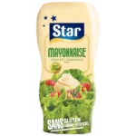 Star Mayonnaise Sans Gluten 280ml, flacon de mayonnaise recette originale sans arôme artificiel.