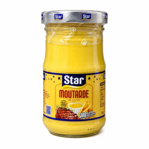 Pot de moutarde Star sans gluten 200g sur fond blanc