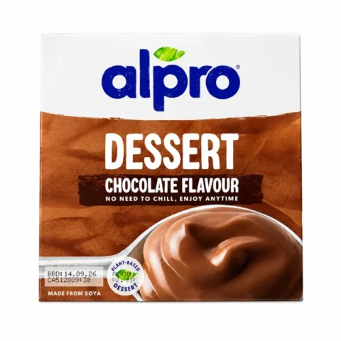 Pack Alpro dessert saveur chocolat sans lactose 4x125g sur fond blanc