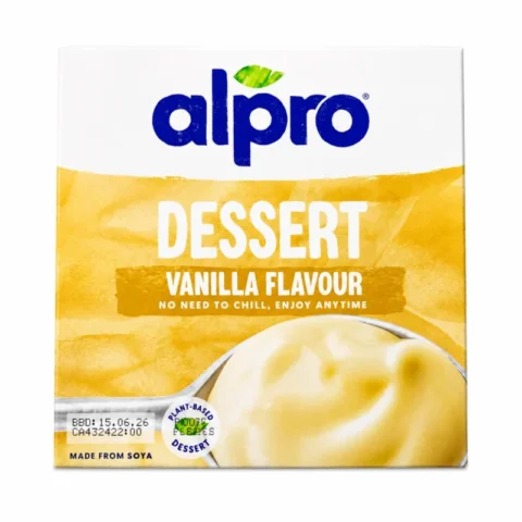 Pack Alpro dessert saveur vanille sans lactose 4x125g sur fond blanc
