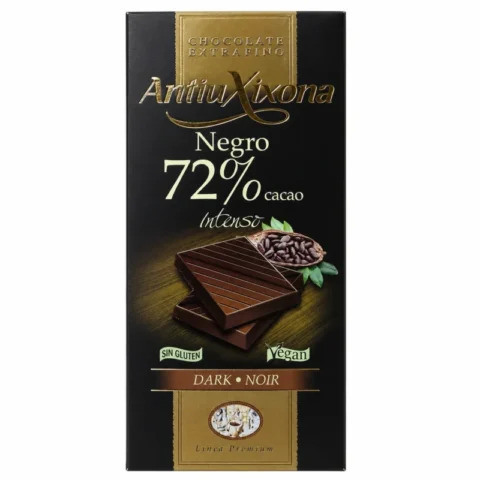 Tablette de chocolat noir Antiu Xixona Intenso 72% cacao 100g sans gluten et vegan