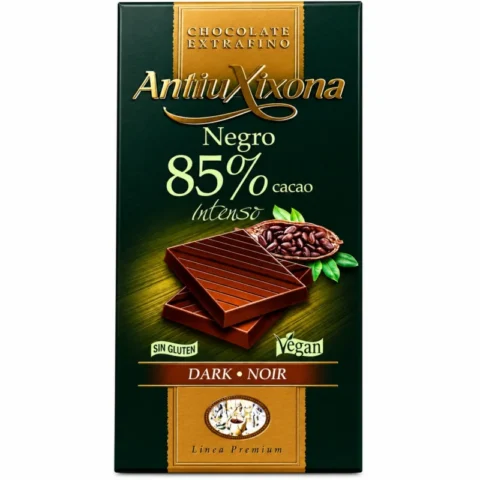 Tablette de chocolat noir Antiu Xixona Intenso 85% cacao 100g sans gluten et vegan
